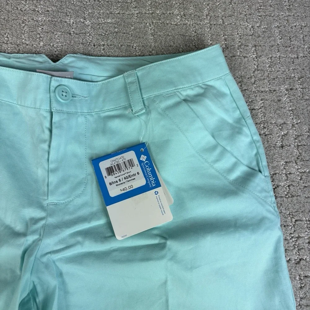 Columbia Womens Kenzie Cove Shorts NWT Turquoise Khaki Size 8